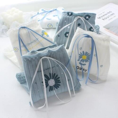 Womens Cotton Underwear Sexy Lace Panties Girls Fashion Bow Comfort Briefs Mid Waist Seamless Underpants Female Lingerie