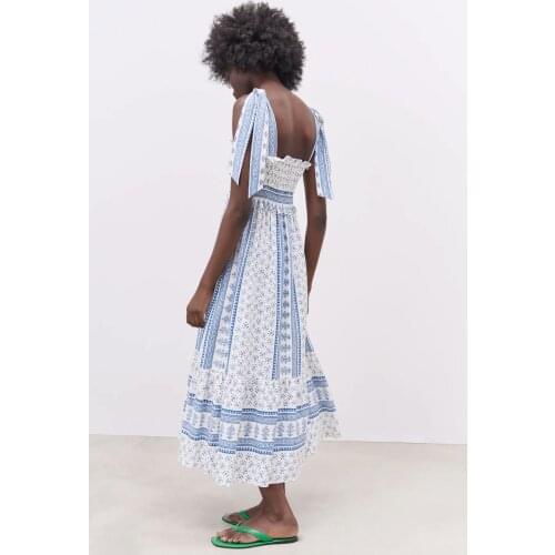 Summer Printed Sleeveless Elastic Bust Chic Womens Dress Bohemian Slim Fit Harajuku Female Dress