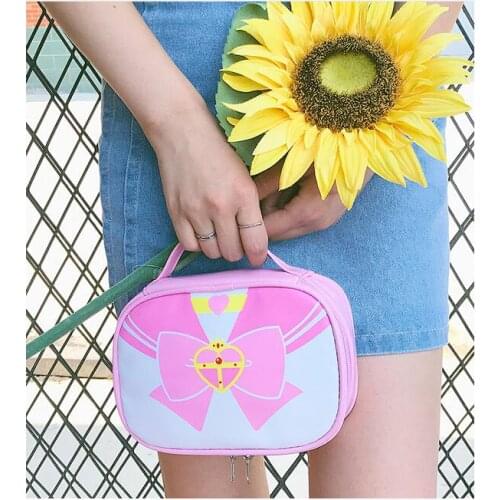 10 pcs DHL silor moon girl Women Clutch Makeup Bag Bow Cosmetic Bag Makeup Bag 18*5*14 cm Hot Storage Pouch Toiletry Bag