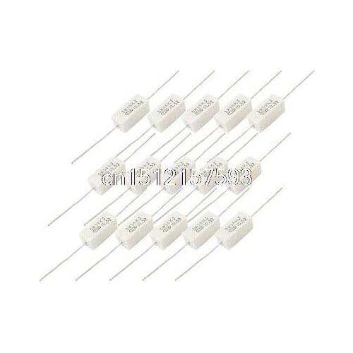 15 Pcs White Rectangle Axial Lead Cement Resistor 56K Ohm 5W