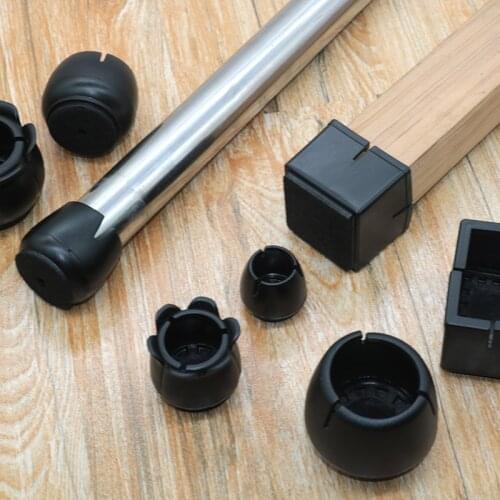 16pcs/Set Black Floor Protectors Soft PVC Furniture Leg Covers Table Foot Pad Dining Chair Foot Cover Flower Shape Home Decor