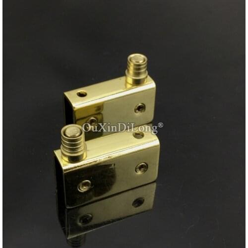 New 2Pairs Stainless Steel Cabinet Door Pivot Hinges Gold Glass Cabinet Pivot Hinges Glass Magnetic Clamp Install Up and Down