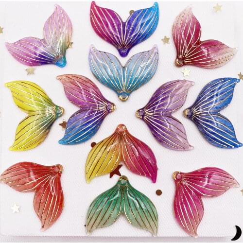20pcs Colorful Resin Fish Tail Flatback Rhinestone 1 Hole Appliques DIY Wedding Scrapbook Ornament Craft SG66