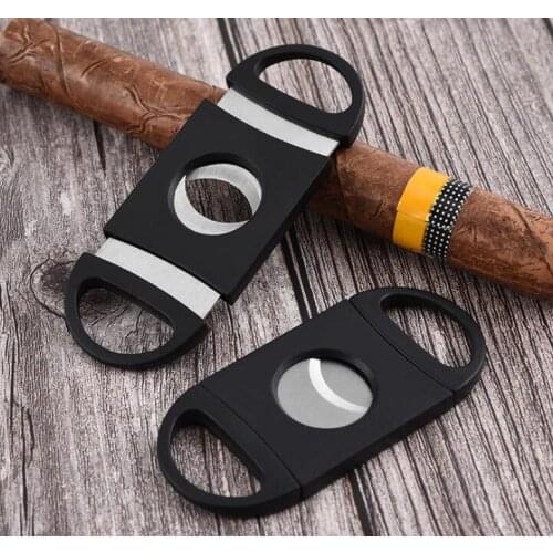 200pcs Pocket Plastic Stainless Steel Double Blades Cigar Cutter Knife Scissors Tobacco Black New#37105
