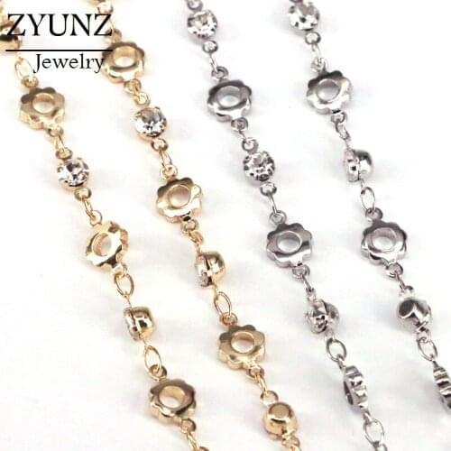 3 Meters, Flower Cable Chunky Chains Punk Choker Necklace CZ Stone Chain Fit for Jewelry Making DIY Supplies