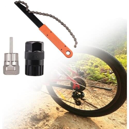 3Pcs Bicycle Cassette Removal Tool Exquisite Drop Resistant Stainless Steel Bike Chain Whip Bottom Bracket Repair Tool