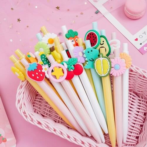 40 pcs/lot Creative Fruit Cactus Avocado Daisy Ballpoint Pen Cute Press ball pens School Office writing Supplies Stationery Gift