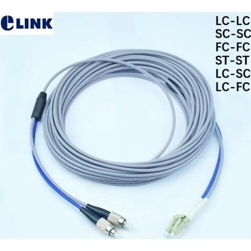 5pcs 5mtr 2 core Armored fiber patchcords SC LC FC ST UPC APC Multimode 2 fibers Armored optical fibre jumper cable ELINK duplex