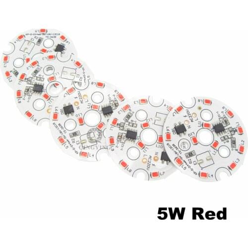 50pcs ac 220v 3W 5W LED Lamp Plate Red Green Blue LED PCB SMD2835 Integrated Smart IC Driver Light Source For LED Bulb