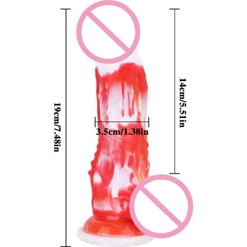 7.48 Inch Flame Penis Blue Red Realistic Dildo Silicone Penis with Suction Cup for Women Masturbation Lesbain Sex Toys Anal Plug