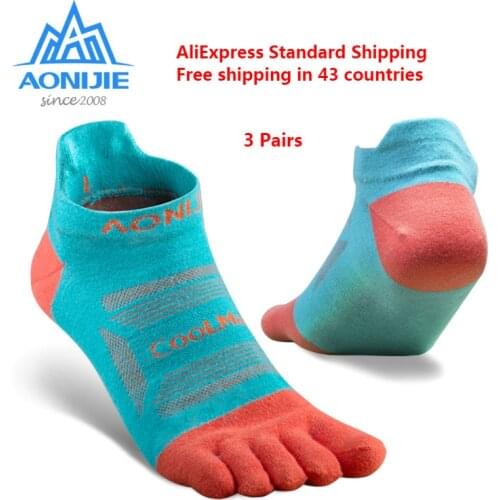 AONIJIE 3 Pairs E4801 E4802 Ultra Run Low Cut Athletic Five Toe Socks Quarter Socks Toesocks For Running Marathon Race Trail