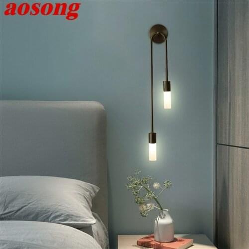 AOSONG Brass Wall Lamp Modern Gold Sconces Simple LED Indoor Light For Home Living Room