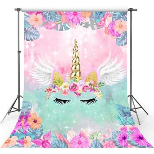 Avezano Birthday Backdrops Unicorn Wings Flowers Decor Wallpaper Princess Banner Photography Background Photo Studio Photozone