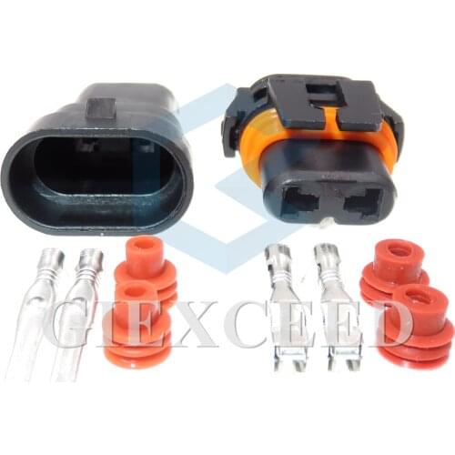 2 Sets 2 Pin DJ9005 Automotive Waterproof AC Power Wiring Harness Connector HID Cable Plug Light Socket For Car