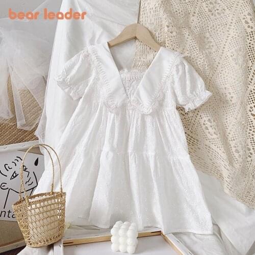 Bear Leader Kids Girls Casual Dresses Fashion Summer Baby Girl Bowtie Lace Sweet Vestidos Children Wedding Costumes 2-6 Years
