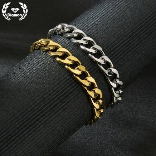 Diamon New Simple Punk Curb Crude Cuban Chain Bracelets Mens Set Adjustable Bangles Women Charms Fashion Couple Gift Jewelry