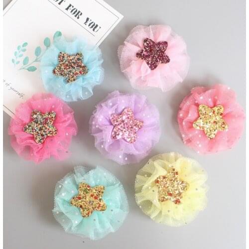 Boutique 30pcs Fashion Cute Glitter Gauze Star Hairpins Solid Kawaii Candy Color Lace Hair Clips Princess Hair Accessories