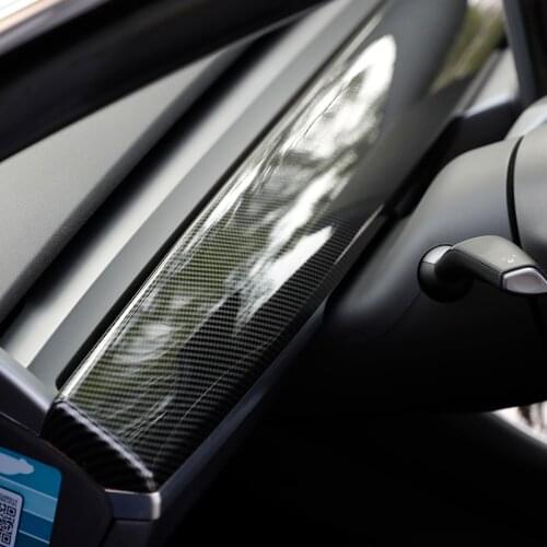 ABS Carbon Fibre Car Center Console Decorative Strip Dashboard Insert Protective Cover For Tesla Model 3 2021 And Y Accessories