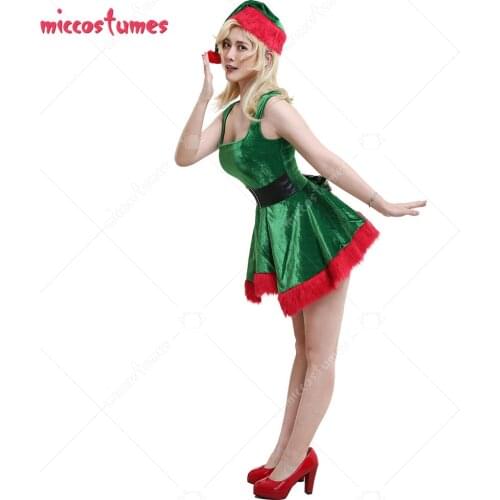 Women Adult Christmas Tree Green Polyester Bar Suspender Princess Dress Performance Outfit Cosplay Costume for Christmas