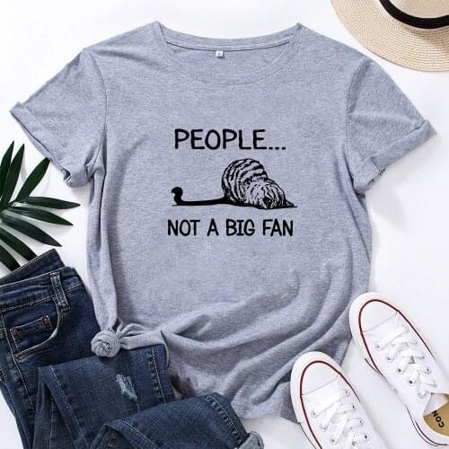 PEOPIE NOT A BIG FAN Pattern T Shirt Women Stranger Things Cotton Tshirt Women Clothes Harajuku Femme T-shirts