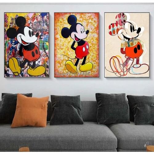 Canvas Painting Disney Animation Cartoon Mickey Minnie Mouse Wall Art Poster and Prints Kids Living Room Home Decoration Picture