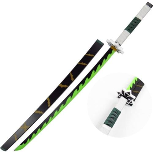 Anime Demon Slayer: Kimetsu No Yaiba Cosplay Prop Shinazugawa Sanemi Wooden Sword Weapons for Halloween Christmas Comic Party