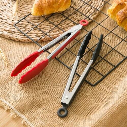 Kitchen Stainless Steel BBQ Tongs Barbecue Fried Steak Pizza Food Clip Silicone Oil Brush Fish Bread Clamp Grill Accessories