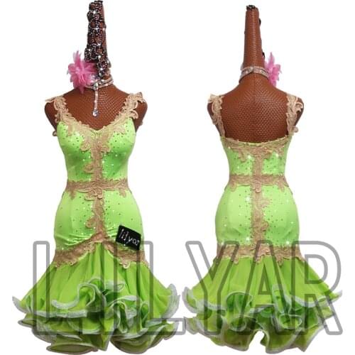 Latin Dance Dress Latin Skirt Competition Dress Costumes Performing Dress Practice Skirt Customize Adult Kids Lady Embroidered G