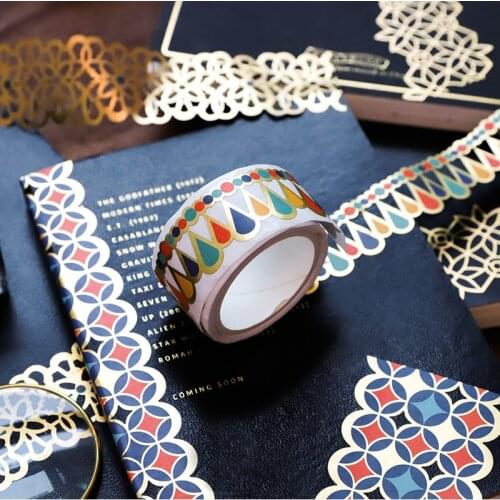 Retro Gold Hollow Lace Journal Washi Tape Decorative Adhesive Tape DIY Scrapbooking Sticker Label Japanese Stationery