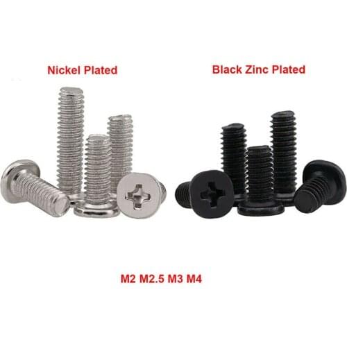 M2 M2.5 M3 M4 CM PhillipsThin Head Machine Screws Zinc/Ni Plated Steel Cross Low Short Wafer Large Flat Head Thin Edge Blots
