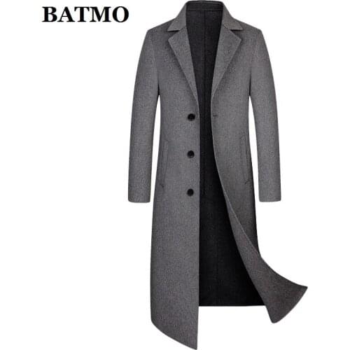 BATMO 2021 new arrival autumn wool long trench coat men,male long voercoat,1124