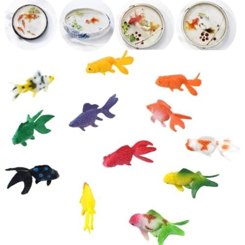 12 Pcs Soft PVC Goldfishes Models Epoxy Filling Material Crystal Ocean Resin 3D Mini Fish Modeling Filler