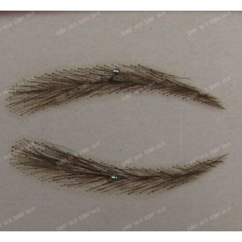 Swiss lace relastic hand made human hair false eyebrow 012 dark 2# brown color invisible net