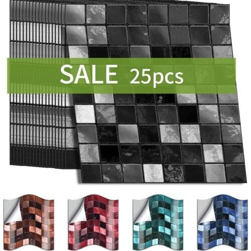 Funlife 10/15cmx25pcs Mosaic Wall Sticker Vintage PVC Waterproof Tile Sticker adhesive Home decor Kitchen Bathroom Furniture