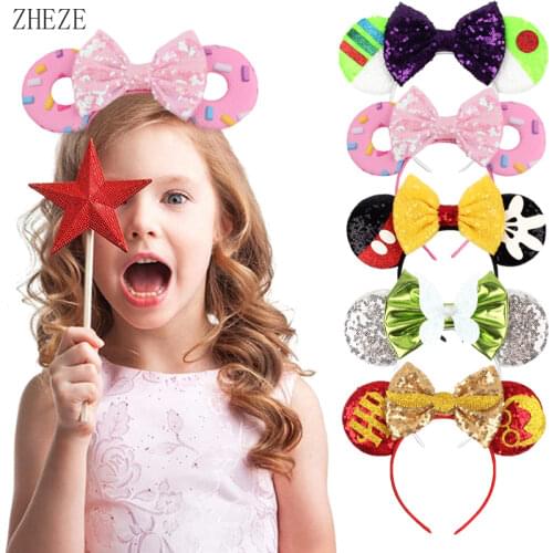New Cute Mouse Ears Headband Festival DIY Girls Hair Accessories Donut Christmas Wholesale Sequin Bows Party Hairband Mujer