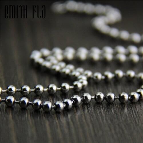 Emith Fla Authentic 100% 925 Sterling Silver Trendy Round Ball Link Chain Necklace 2.5mm Thickness Necklace Chain Jewelry Unisex