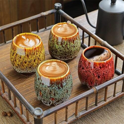Kiln Change China Ceramic Tea Cup Coffee cup Porcelain Kung Fu Cups set Pottery Drinkware Tableware Holiday gift Home Decoration
