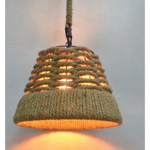 Dia 38CM Nordico Retro Pendant Lights American Country Industrial light LOFT Hanging Lamp Hemp Rope Light Fixture 110-240V