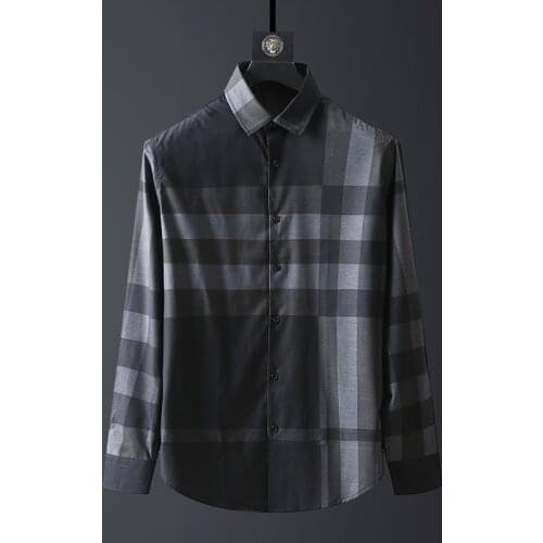 Long-sleeved shirts for mens plus size 7XL fashion business plaid formal dress dinner casual shirt(oversized plus size)