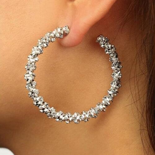 Classic Big Round Hoop Earrings Sliver Gold Alloy Large Circle Earrings Women Charming Jewelry Gift Punk Statement Earrings