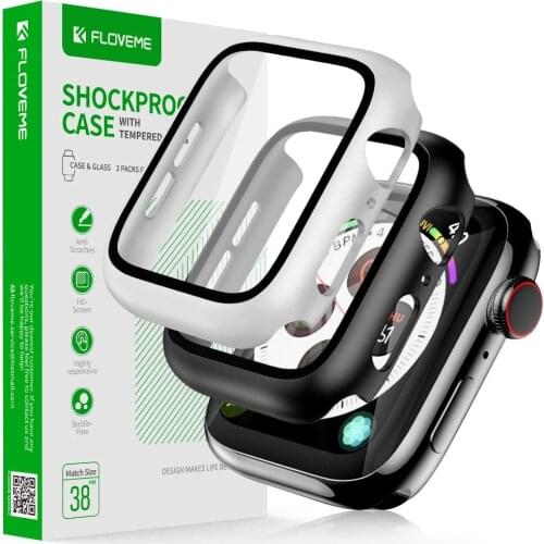 Glass+case For Apple Watch serie 6 5 4 3 SE 44mm 40mm iWatch Case 42mm 38mm bumper Screen Protector+cover apple watch Accessorie