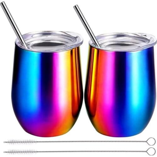 12OZ Stainless Steel Wine Glass, Double Wall Wine Glass, Heat Insulation and Leak-Proof Wine Glass