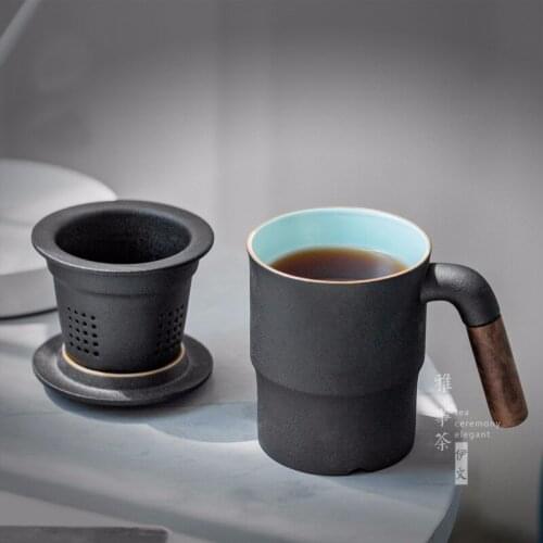 High-quality Office Mug with filter and cover household ceramic cups tea cup