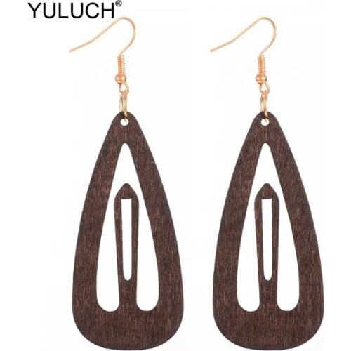 YULUCH 2019 Fashion Women Wooden Hollow Lighthouse Statement Drop Earrings Ethnic Pendant Drop Earrings For Women Wedding Gifts