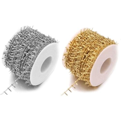 1M/Lot Stainless Steel Clips Leaf Chains Necklace Component For DIY Bracelet Handicraft Anklets Jewelry Making Wholesale