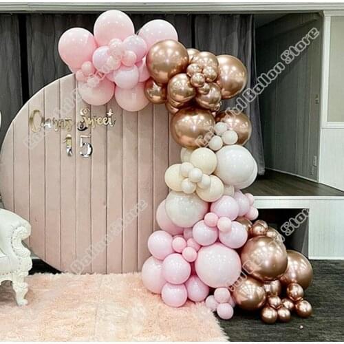 105pcs Rose Gold Latex Globos Maca Pink Natural White Balloon Arch Kit Wedding Birthday Valentine Party Table Decoration Graland