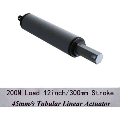 12v dc tubular linear actuator with 45mm/s high speed 300mm long stroke and 200N load hot sales