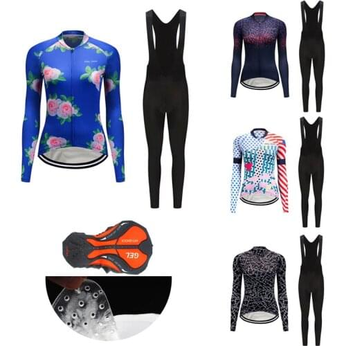 2021 Sun-Proof Long Sleeve Women Cycling Jersey Set Fashion Road Bike Clothing Kit MTB Dress Female Bicycle Clothes Suit Uniform