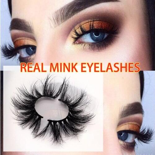 25mm Long Lashes Real Mink Eyelashes Cruelty Free Dramatic Fluffy 3d False Lash Extension Makeup 25 mm Wholesale Natural Eyelash