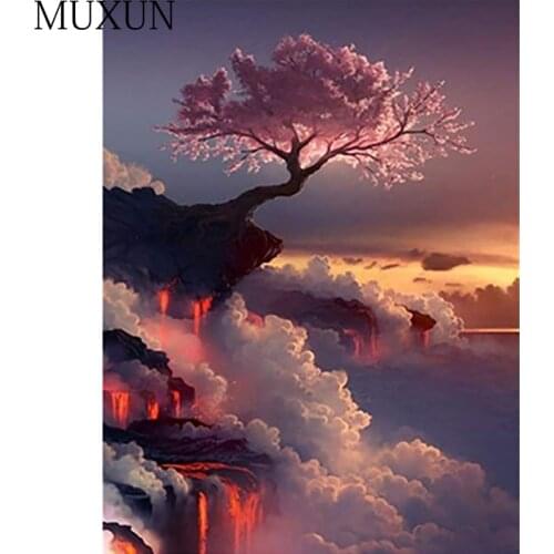 Muxun 3D Diamond Painting Landscape Kit Full Square/Round Craft Kits Diy Diamond Embroidery Tree Sale Photo Cross Stitch X0144
